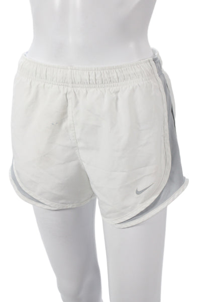 Nike Womens Athletic White Shorts 100% Recycled Polyester Drawstring Size XS