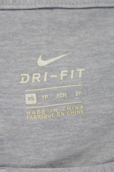 Nike Women Basic Gray Scoop Neck Short Sleeve T-Shirt 100% Polyester Size XS