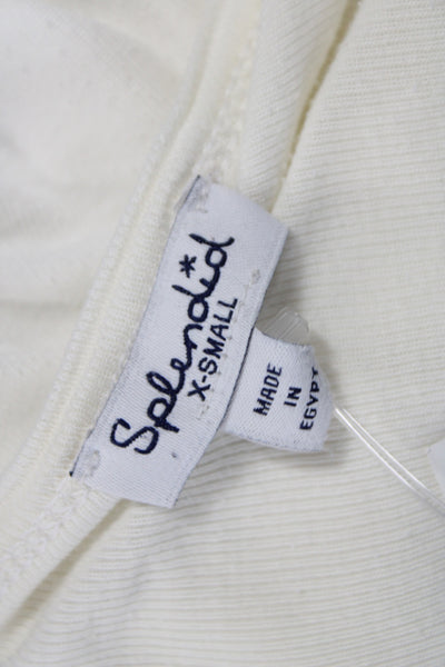 Splendid Women Basic Long Sleeve Scoop Neck White Supima Cotton T-Shirt Size XS