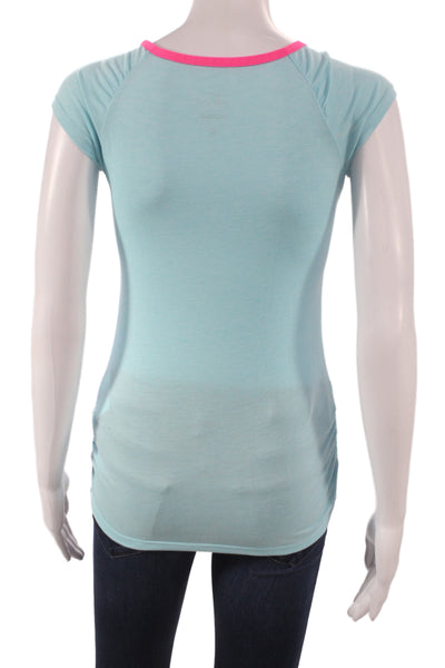 Nike Womens Jersey V-Neck Short Sleeve T-Shirt Blue 85% Polyester Size M