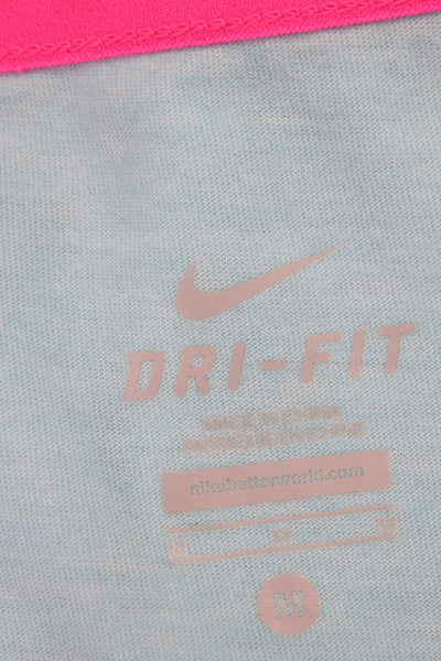 Nike Womens Jersey V-Neck Short Sleeve T-Shirt Blue 85% Polyester Size M