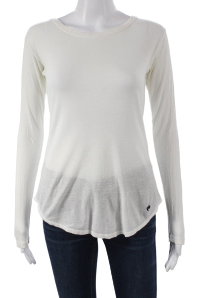 Vince Womens Basic White Pima Cotton Long Sleeve Round Neck T-Shirt Size XS
