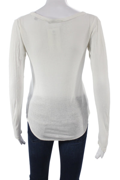 Vince Womens Basic White Pima Cotton Long Sleeve Round Neck T-Shirt Size XS