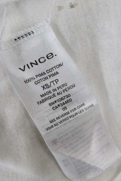 Vince Womens Basic White Pima Cotton Long Sleeve Round Neck T-Shirt Size XS