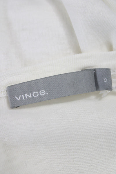 Vince Womens Basic White Pima Cotton Long Sleeve Round Neck T-Shirt Size XS