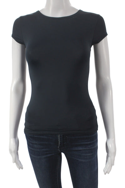 Zara Womens Basic Black Short Sleeve T-Shirt Crew Neck Polyamide Size S
