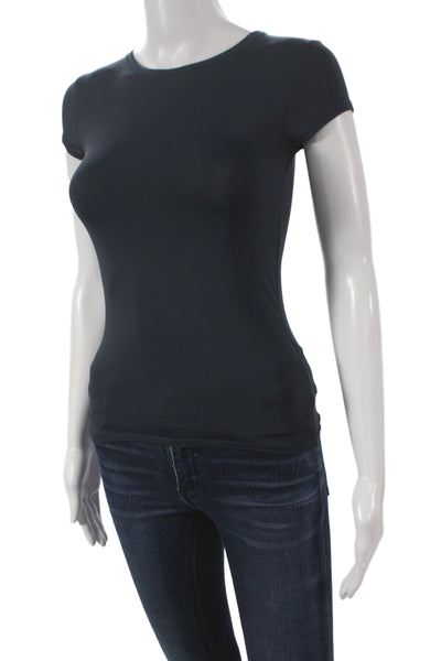 Zara Womens Basic Black Short Sleeve T-Shirt Crew Neck Polyamide Size S