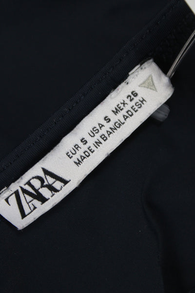 Zara Womens Basic Black Short Sleeve T-Shirt Crew Neck Polyamide Size S