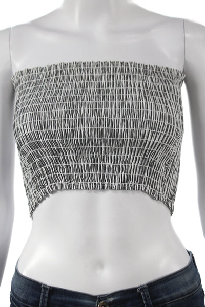 Carmar Womens Cropped Striped Off the Shoulder Tank Black Size One Size