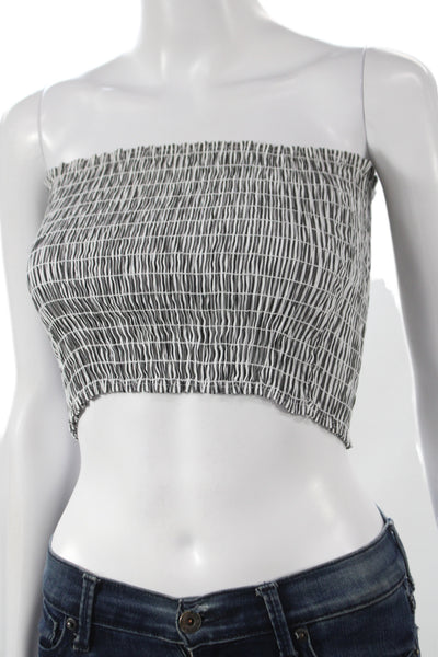 Carmar Womens Cropped Striped Off the Shoulder Tank Black Size One Size