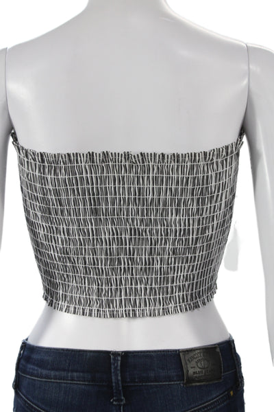 Carmar Womens Cropped Striped Off the Shoulder Tank Black Size One Size