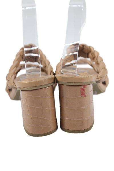 Dolce Vita Womens Leather Braided Slip On Block Heels Brown Size 7.5