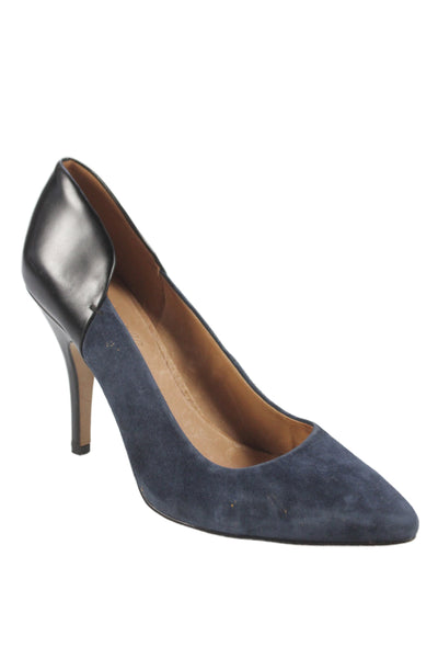 Madewell Womens Suede Leather Slip On Stiletto Heels Navy Blue Size 7.5