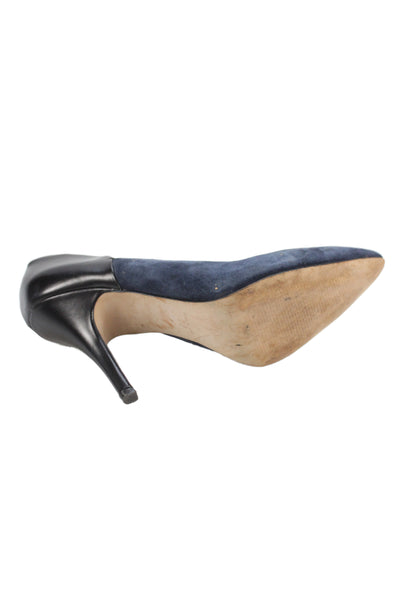 Madewell Womens Suede Leather Slip On Stiletto Heels Navy Blue Size 7.5