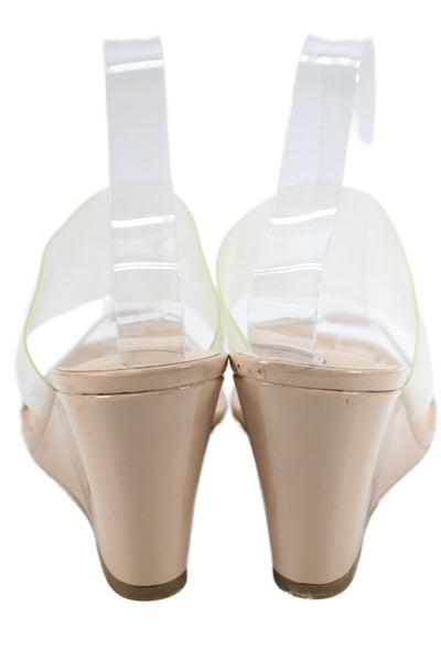 Sincerely Jules Womens Leather Slip On Wedge Heels Nude Size 8