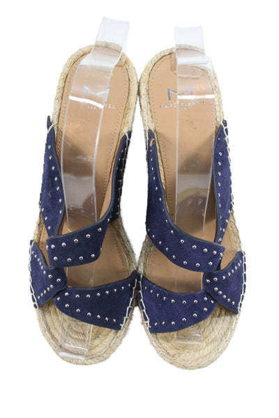 Marc Fisher Womens Suede Wooden Slip On Wedge Heels Blue Tan Size 7.5