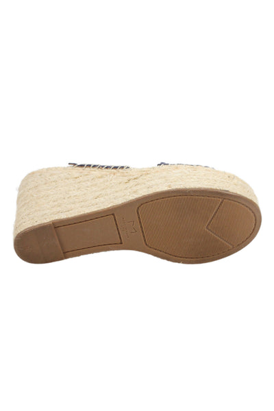 Marc Fisher Womens Suede Wooden Slip On Wedge Heels Blue Tan Size 7.5