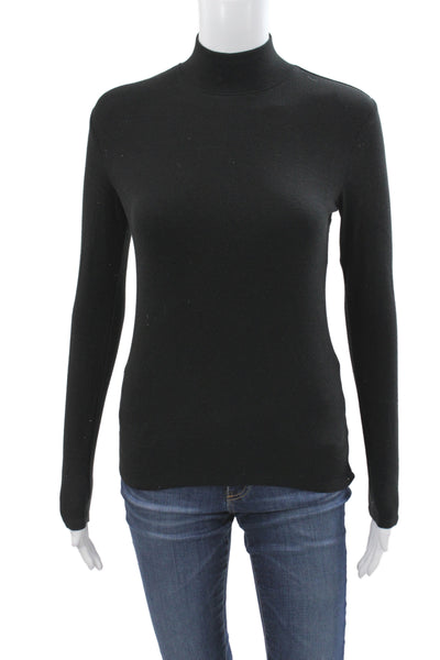 Christian Siriano Womens Black Mock Neck Long Sleeve Basic T-Shirt Size XS