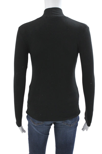 Christian Siriano Womens Black Mock Neck Long Sleeve Basic T-Shirt Size XS