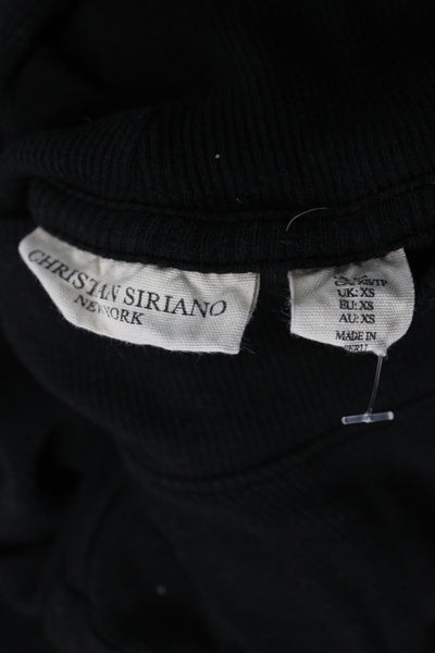 Christian Siriano Womens Black Mock Neck Long Sleeve Basic T-Shirt Size XS