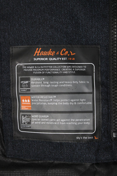 Hawke & Co Men Gray Herringbone Synthetic Puffer Jacket Button Closure Size M