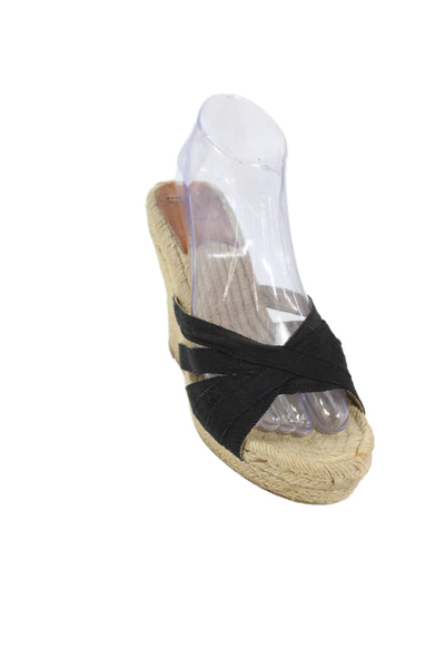 Stubbs & Wootton Womens Slide On Espadrille Wedge Sandals Black Size 8