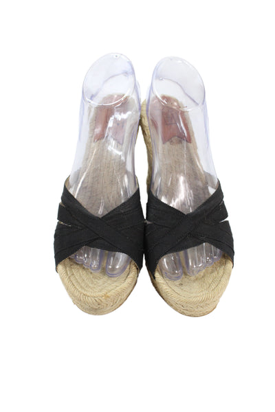 Stubbs & Wootton Womens Slide On Espadrille Wedge Sandals Black Size 8