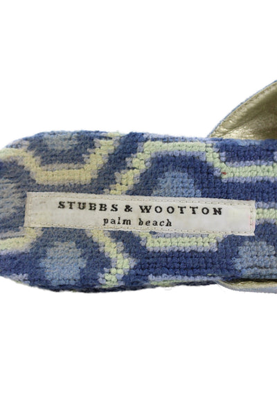 Stubbs & Wootton Womens Suede Thong Wedge Sandals Blue Size 9