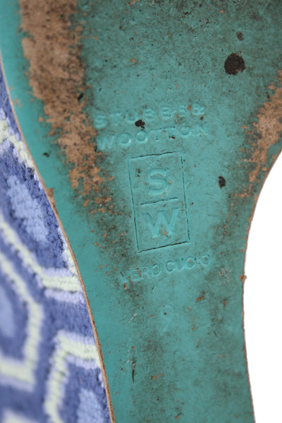 Stubbs & Wootton Womens Suede Thong Wedge Sandals Blue Size 9