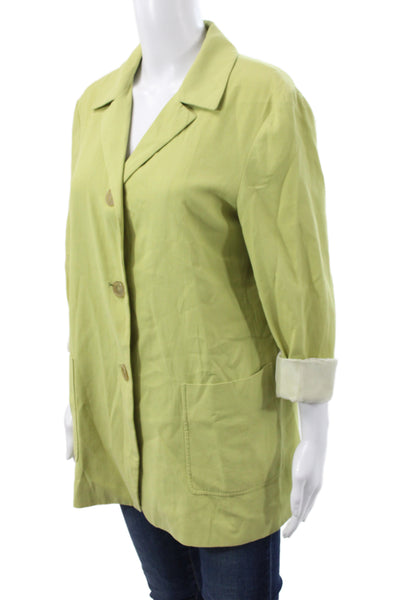 Jil Sander Womens Basic Jacket Green Cotton Button Long Sleeve Casual Size 40