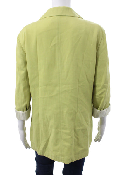 Jil Sander Womens Basic Jacket Green Cotton Button Long Sleeve Casual Size 40