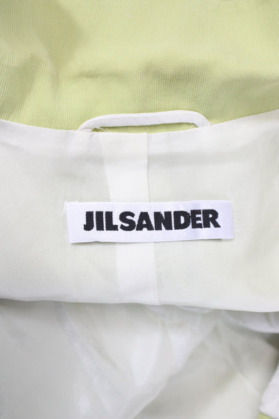 Jil Sander Womens Basic Jacket Green Cotton Button Long Sleeve Casual Size 40