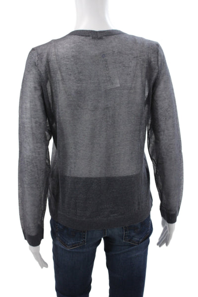 Peserico Women V-Neck Gray Cardigan Long Sleeve 70% Cotton Classic Fall Size 42