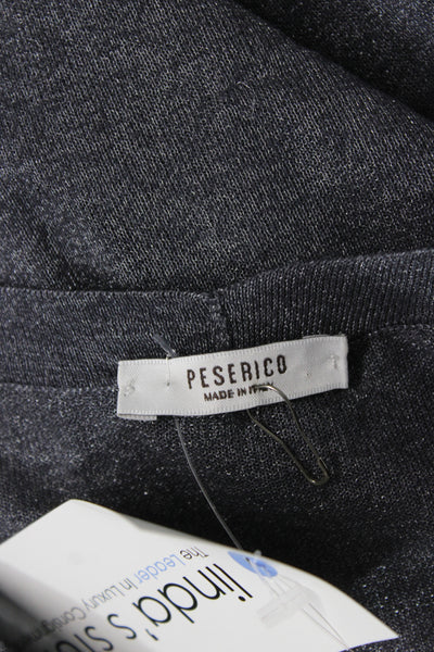 Peserico Women V-Neck Gray Cardigan Long Sleeve 70% Cotton Classic Fall Size 42