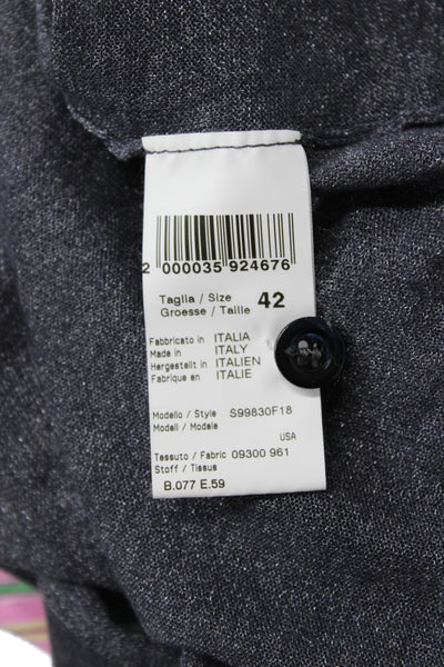 Peserico Women V-Neck Gray Cardigan Long Sleeve 70% Cotton Classic Fall Size 42