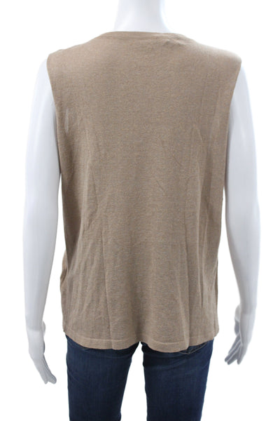 Jennifer Tyler Women Pullover Sleeveless Crewneck Beige Metallic Viscose Size S