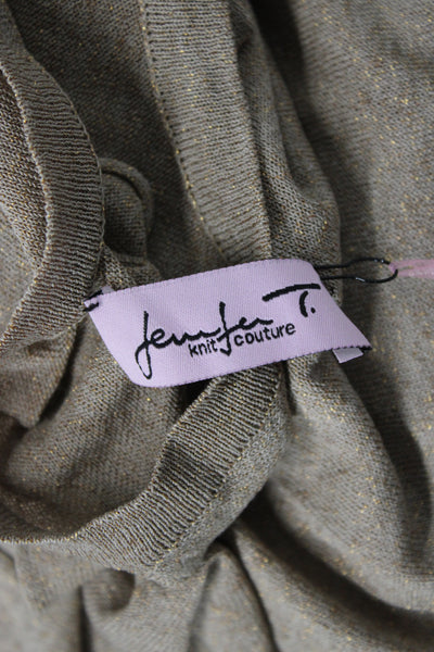 Jennifer Tyler Women Pullover Sleeveless Crewneck Beige Metallic Viscose Size S