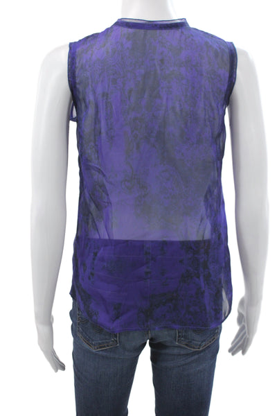 Bottega Veneta Women Basic Purple Silk Sleeveless Round Neck Blouse Size 40