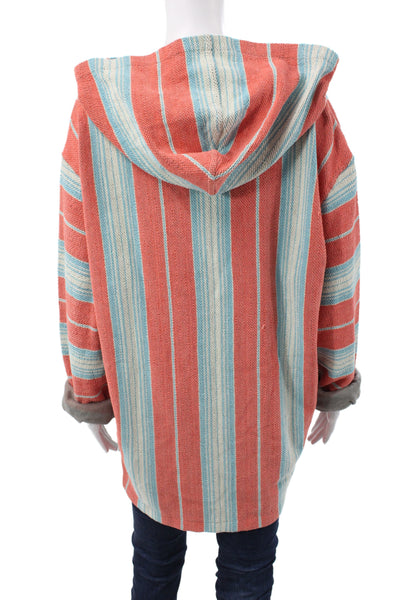 Faherty Unisex Pullover Sweater V-Neck Striped Blue Cotton Long Sleeve Size XL