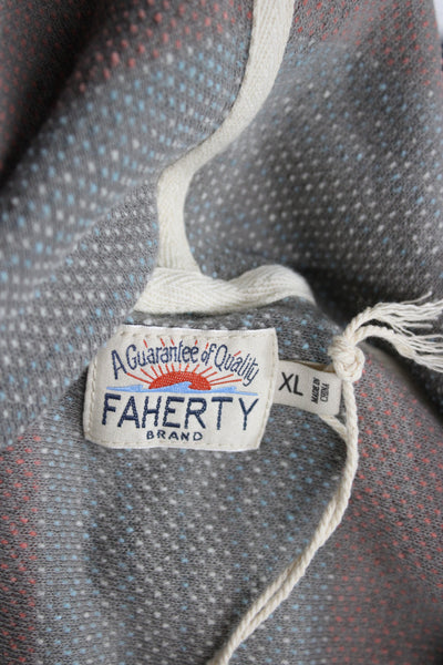 Faherty Unisex Pullover Sweater V-Neck Striped Blue Cotton Long Sleeve Size XL