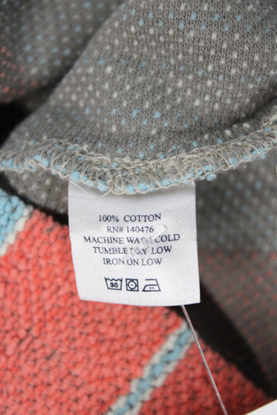 Faherty Unisex Pullover Sweater V-Neck Striped Blue Cotton Long Sleeve Size XL