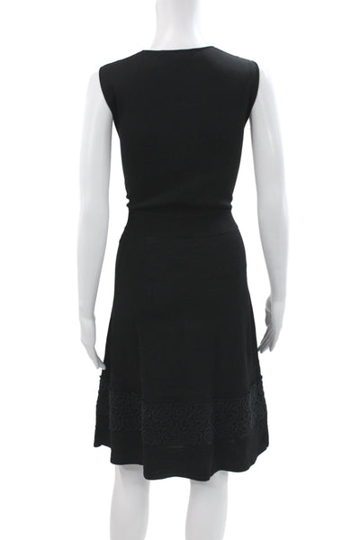 Paule Ka Womens Tank Dress Black Scoop Neck Sleeveless Viscose Size L