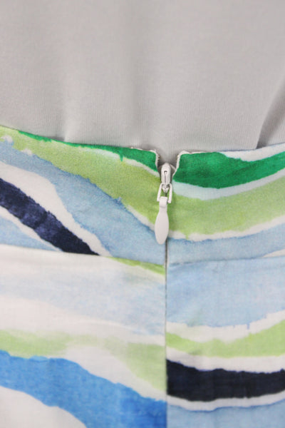 Charlotte Brody Women Blue Striped Cotton Maxi Skirt Zip Size 10