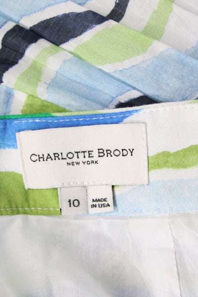 Charlotte Brody Women Blue Striped Cotton Maxi Skirt Zip Size 10