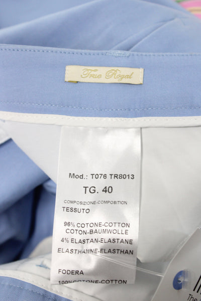 True Royal Womens Chino Pants Blue Button Closure 96% Cotton Size 40