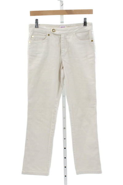 Leggiadro Womens Ivory Chino Pants Low Rise 27 Inseam Cotton Size 4