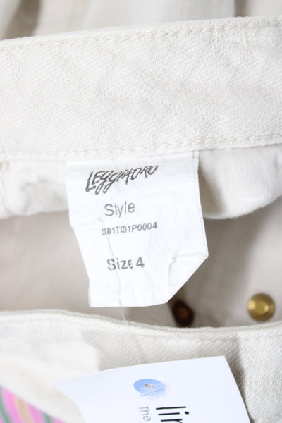 Leggiadro Womens Ivory Chino Pants Low Rise 27 Inseam Cotton Size 4