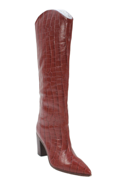 Schutz Womens Stiletto Pointed Toe Glitter Leather Knee High Boots Silver Size 7