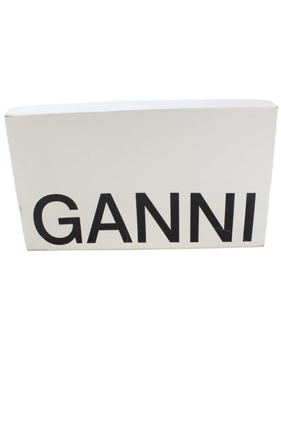 Ganni Womens Slip On Block Heel Rubber Knee High Boots Green Black Size 37