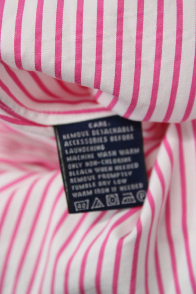 Ralph Lauren Sport Womens Button-Up Collared Striped Cotton Top Pink 3/4 Size 4